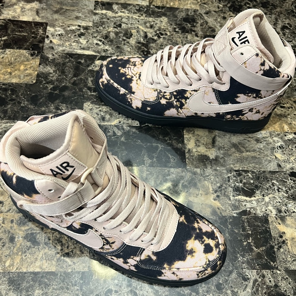 Nike Air Force 1 high Bleach Acid Wash Black & Tan Sneakers Men’s Size 10.5 RARE